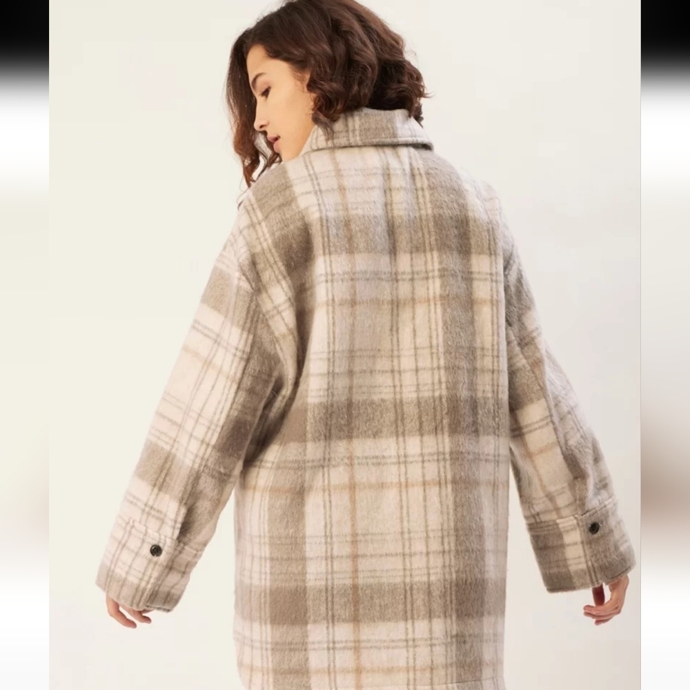 Mango Women's Beige Brown Checked Tailored Jacket - Picture 6 of 12